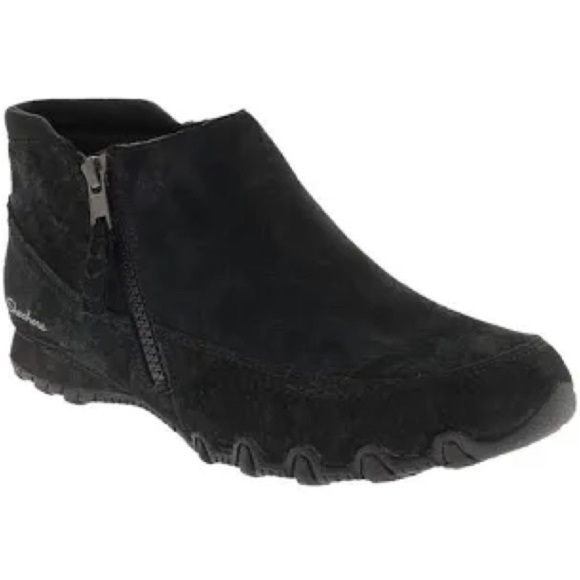 Skechers Zippiest biker ankle boots black suede double zipper closure women’s 11 - Picture 1 of 9